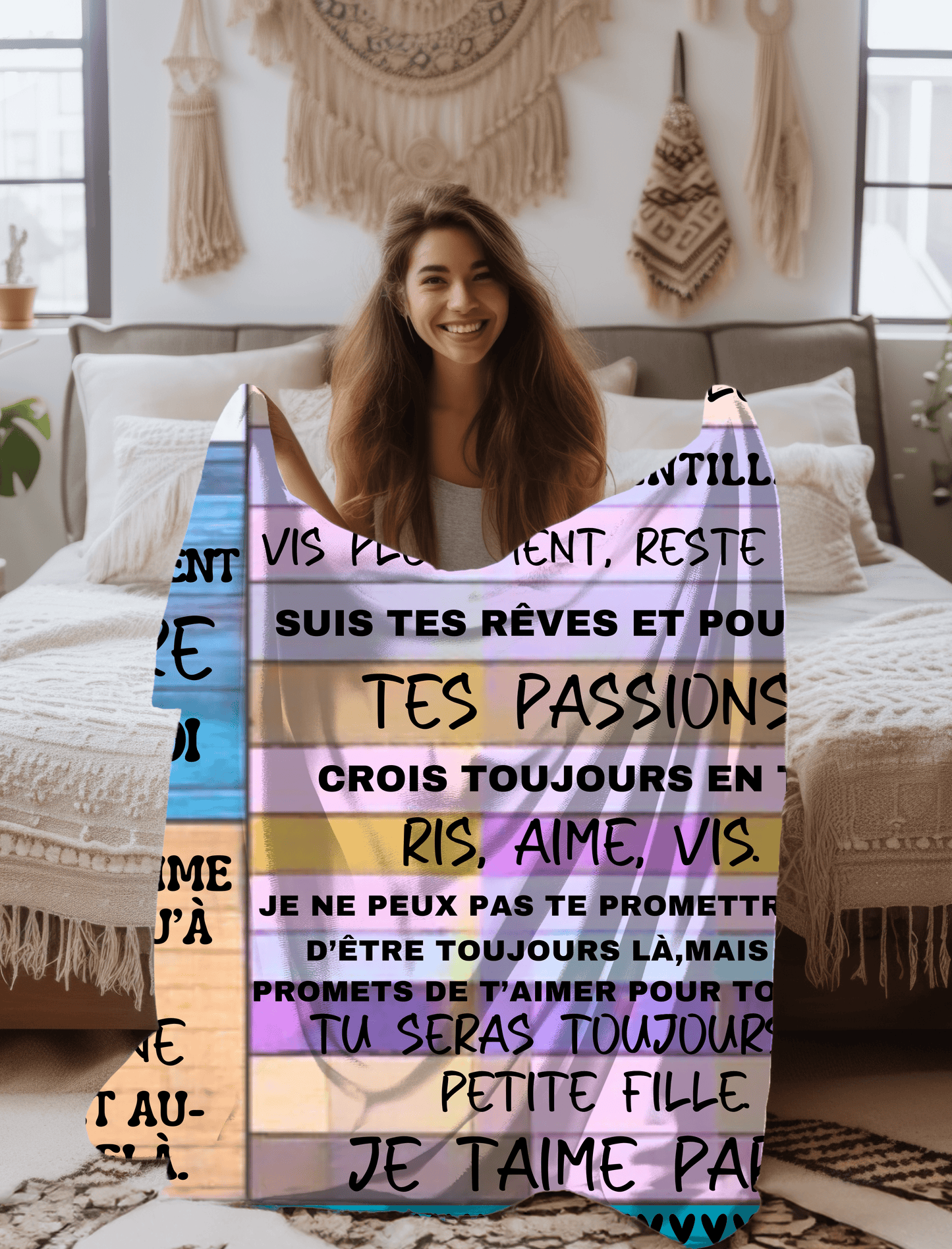 Cadeau Touchant de Papa à Fille - Couverture Polaire Ultra-Douce