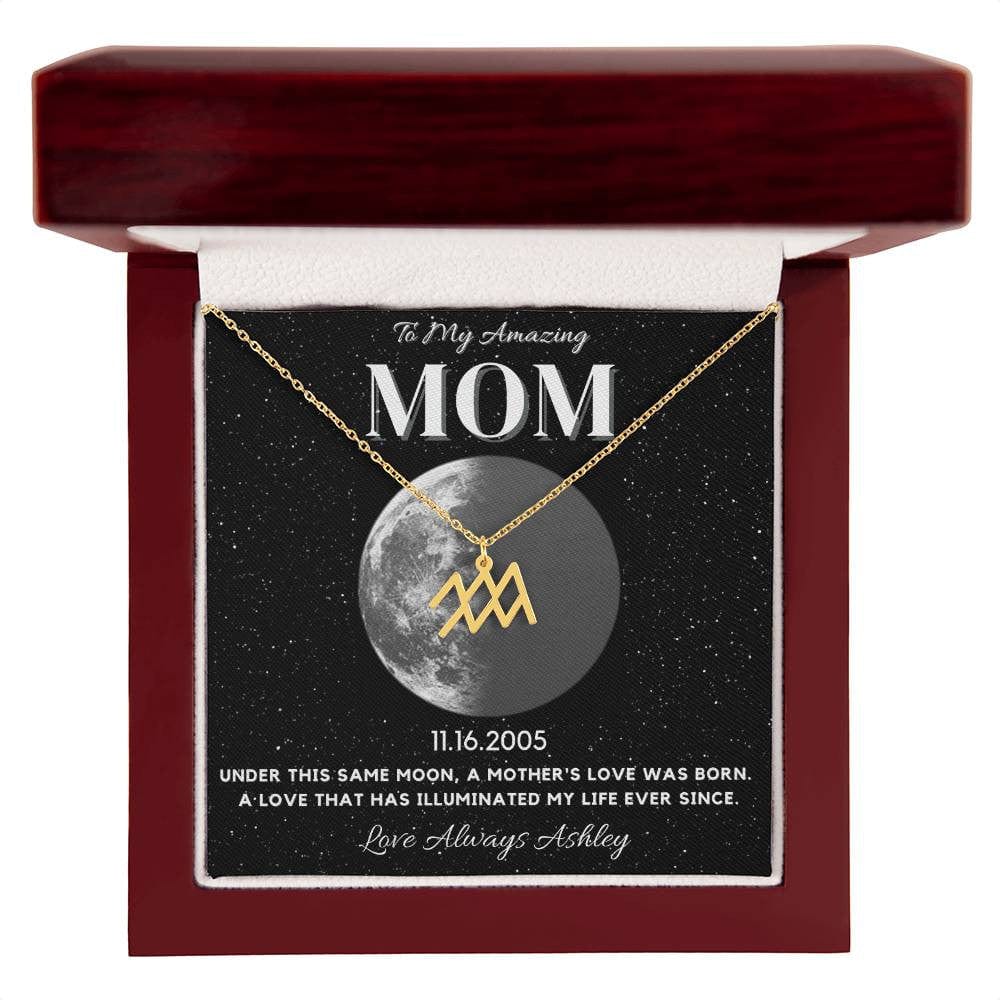 ✨ Zodiac & Moon Phase Necklace – A Personalized Gift for Moms ✨