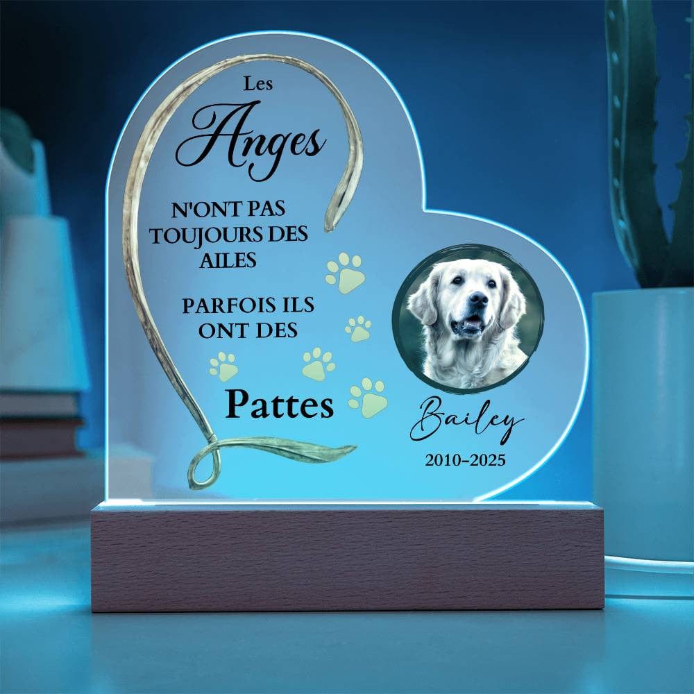 Plaque Commémorative LED en Cœur pour Animal de Compagnie