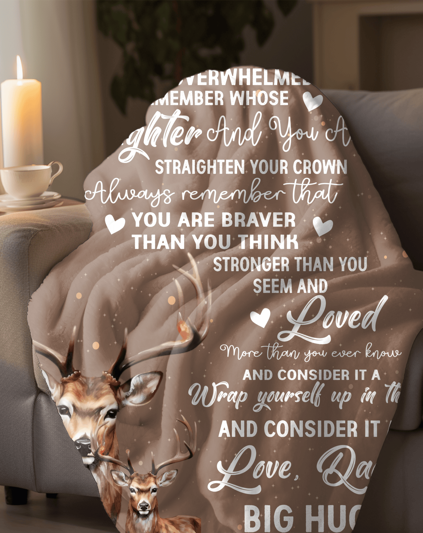 To My Daughter - Deer Theme Blanket - A Hug From Dad