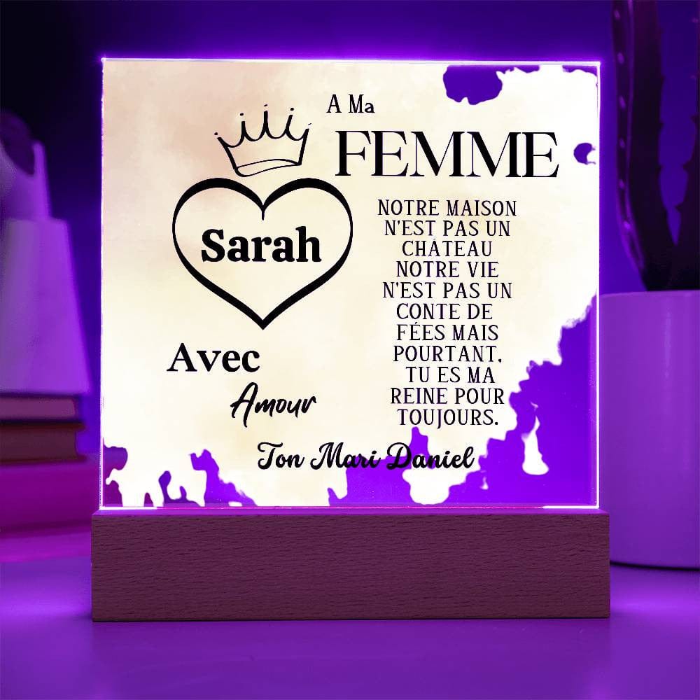 Cadeau Romantique pour Epouse | Plaque en Acrylique Personnalisée