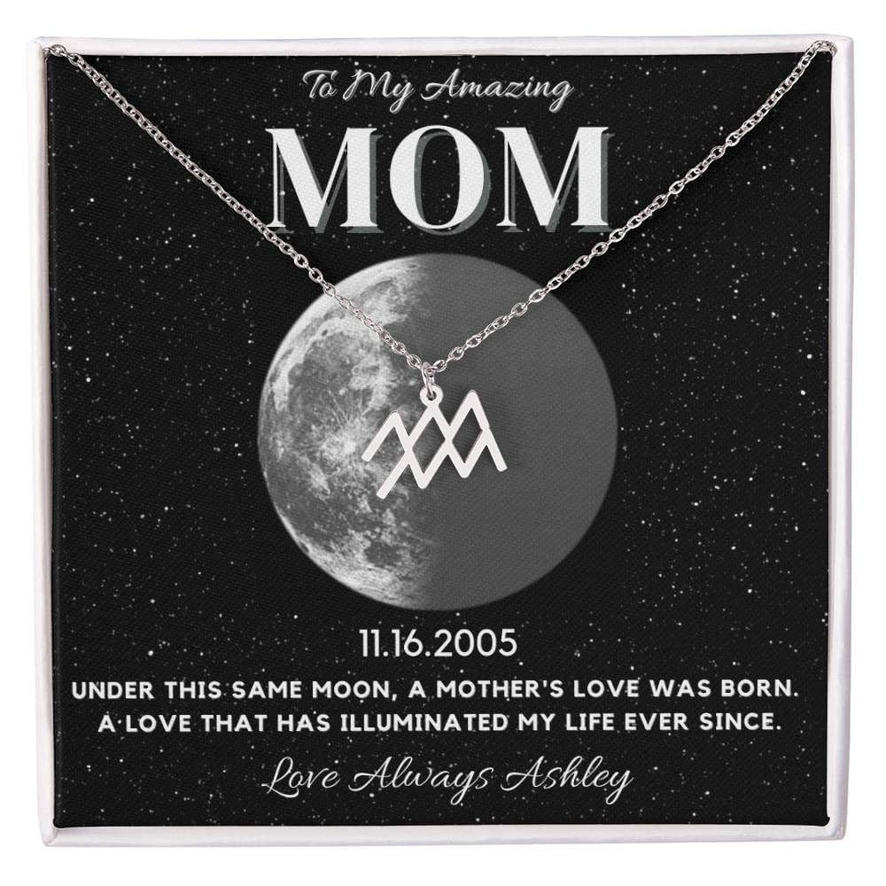 ✨ Zodiac & Moon Phase Necklace – A Personalized Gift for Moms ✨
