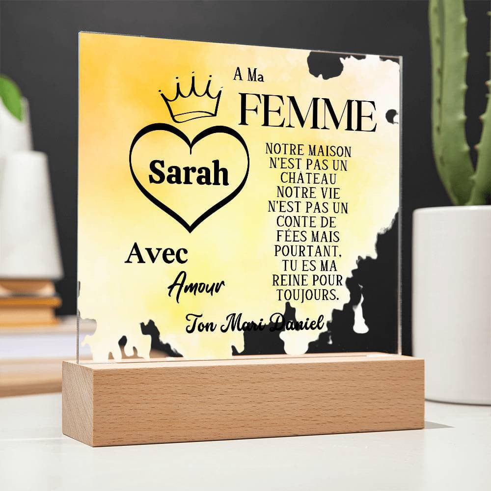 Cadeau Romantique pour Epouse | Plaque en Acrylique Personnalisée