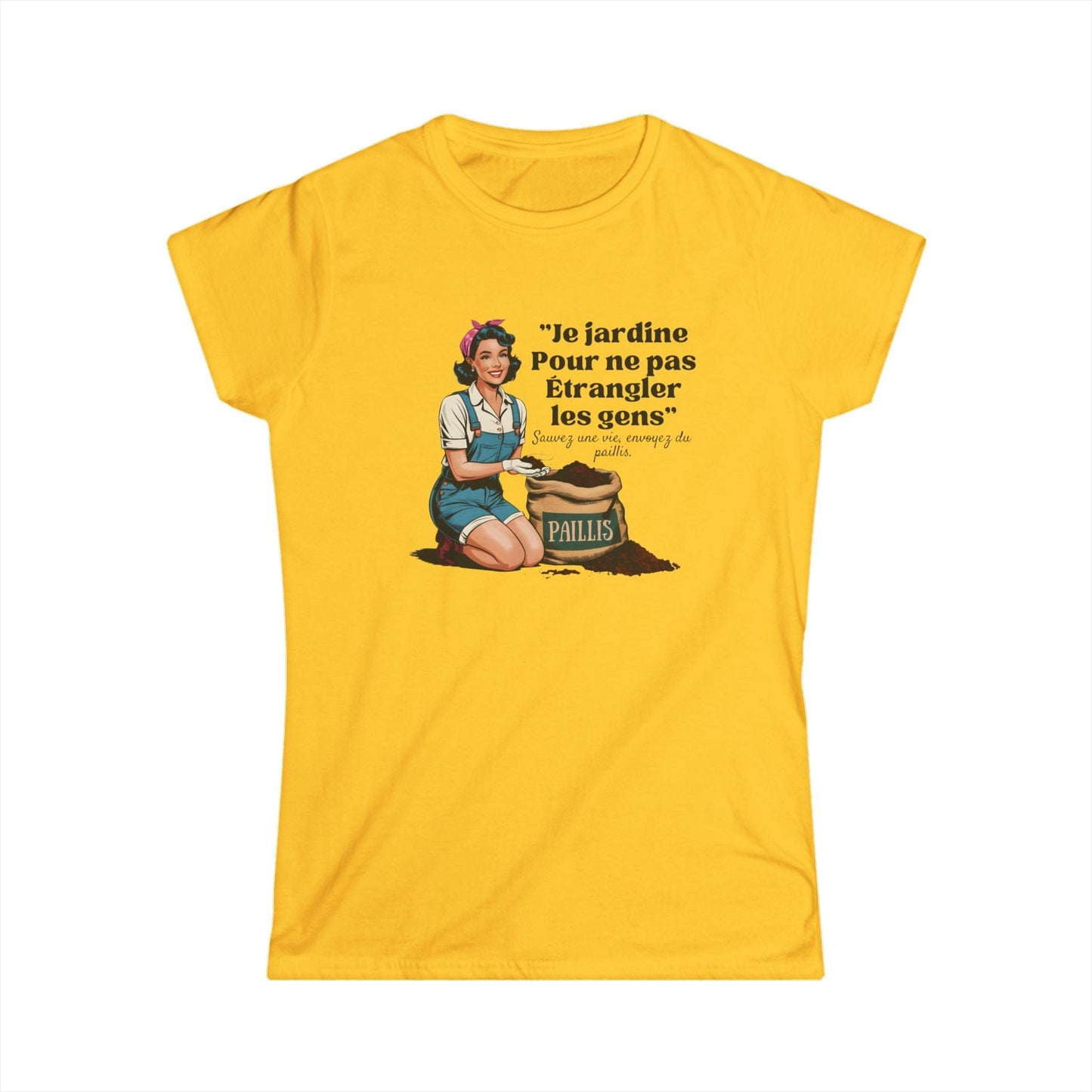 T-shirt Humour Jardinier - "Sauvez une vie, envoyez du paillis"