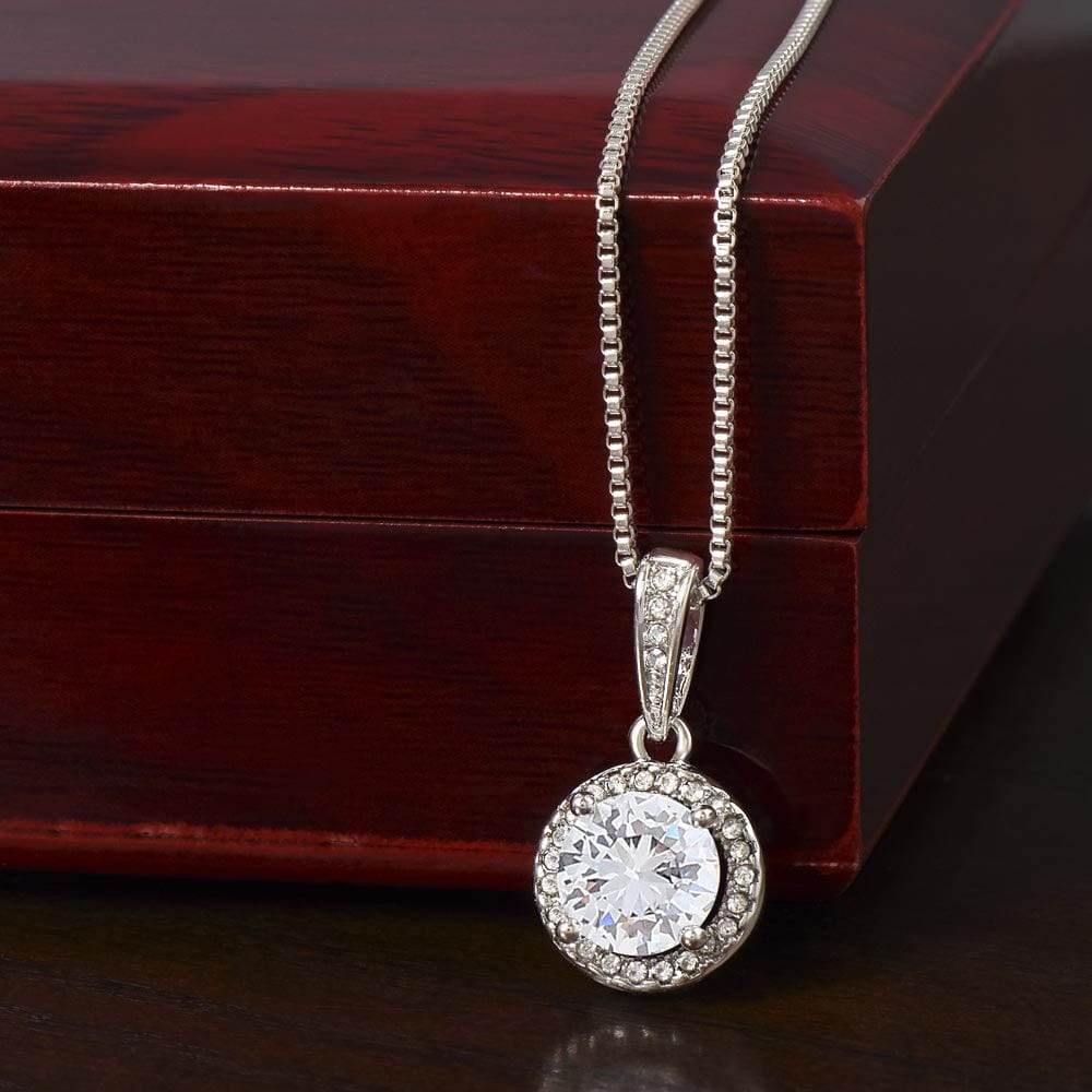 Christmas Gift Necklace For Her | White Gold Pendant with Cubic Zirconia Stones