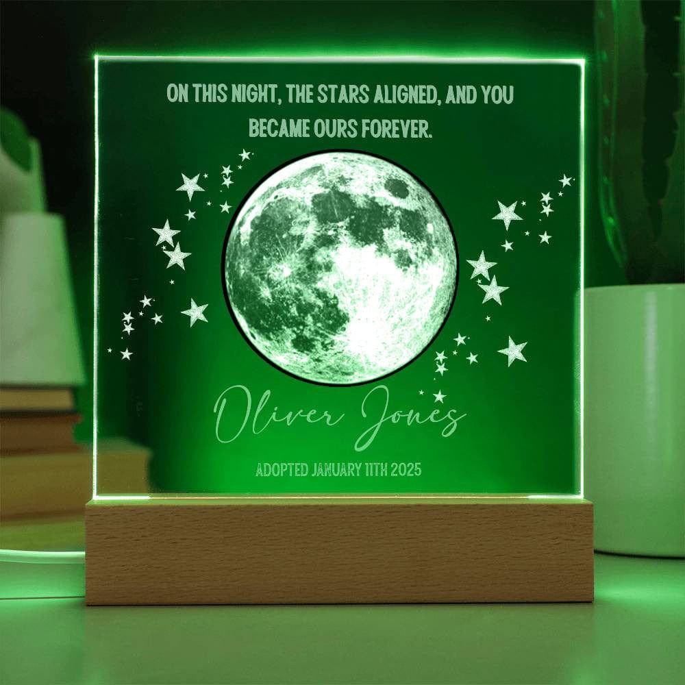 Adoption Keepsake | Personalized Moon Phase Acrylic Square Plaque