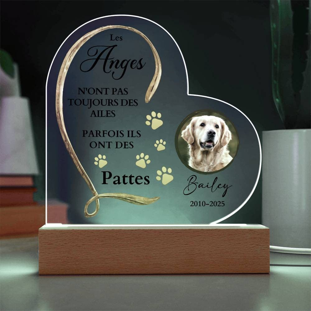 Plaque Commémorative LED en Cœur pour Animal de Compagnie