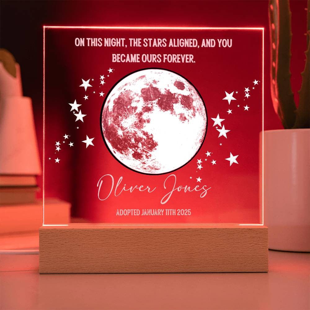 Adoption Keepsake | Personalized Moon Phase Acrylic Square Plaque