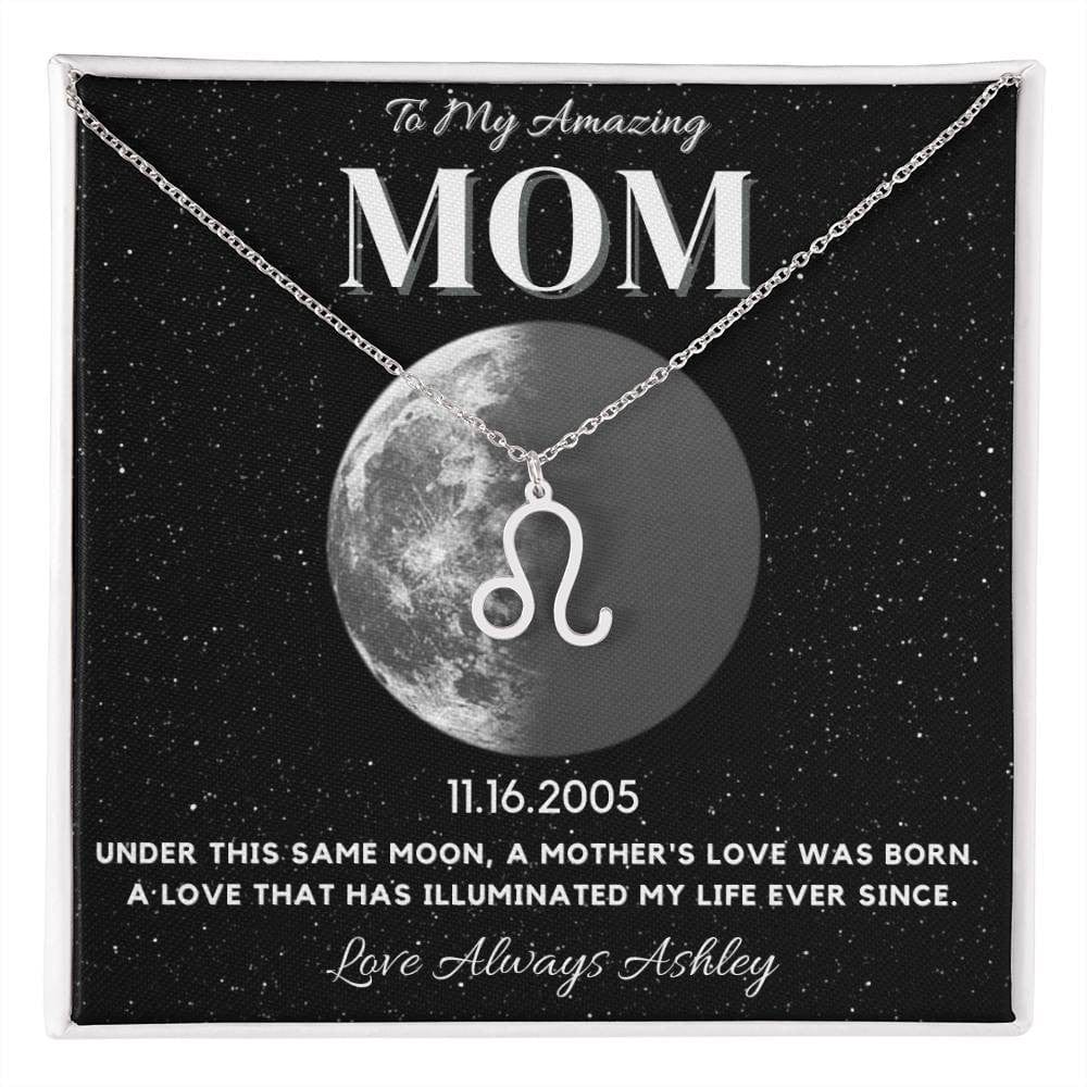 ✨ Zodiac & Moon Phase Necklace – A Personalized Gift for Moms ✨