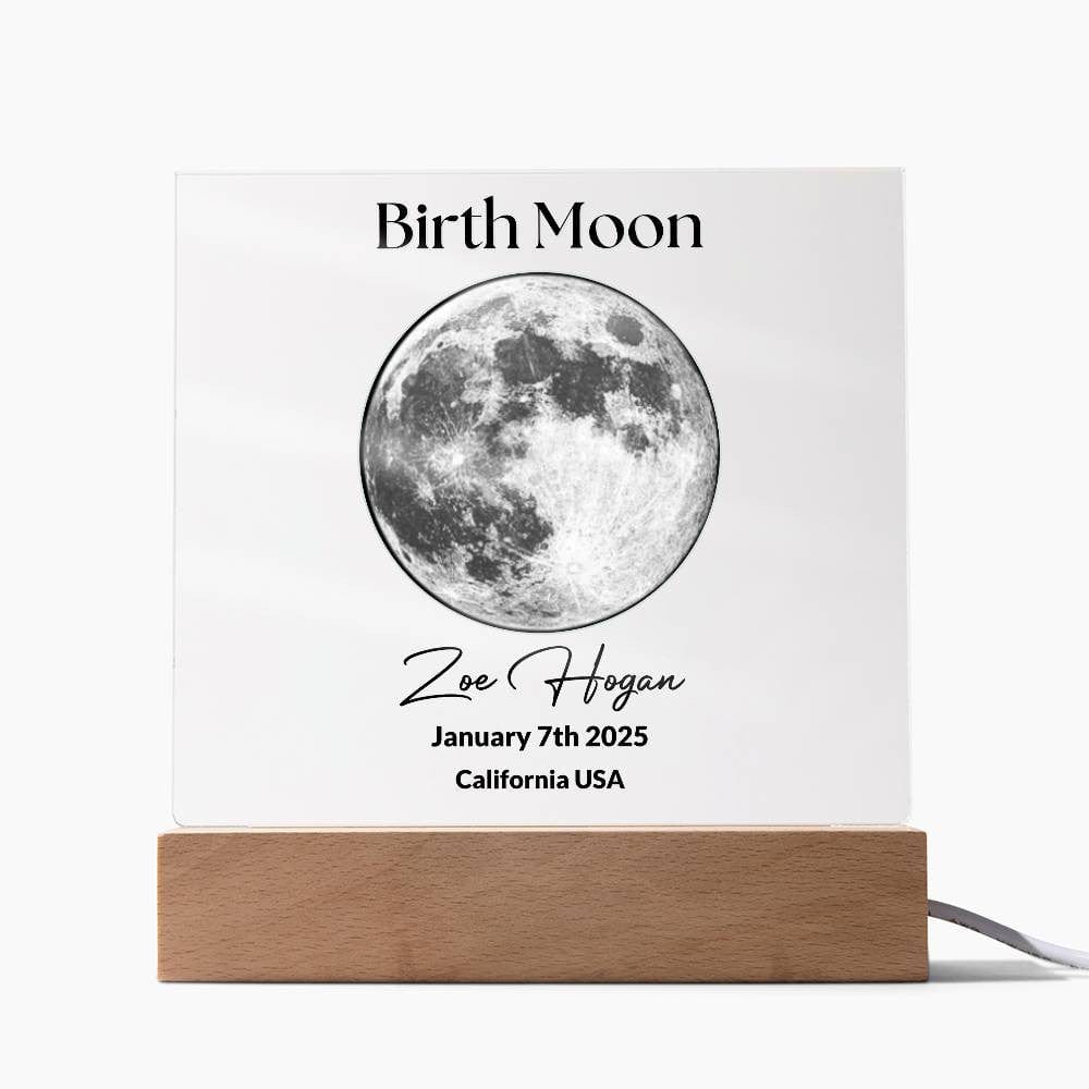 Birth Moon Plaque | Custom LED Acrylic Night Light Gift