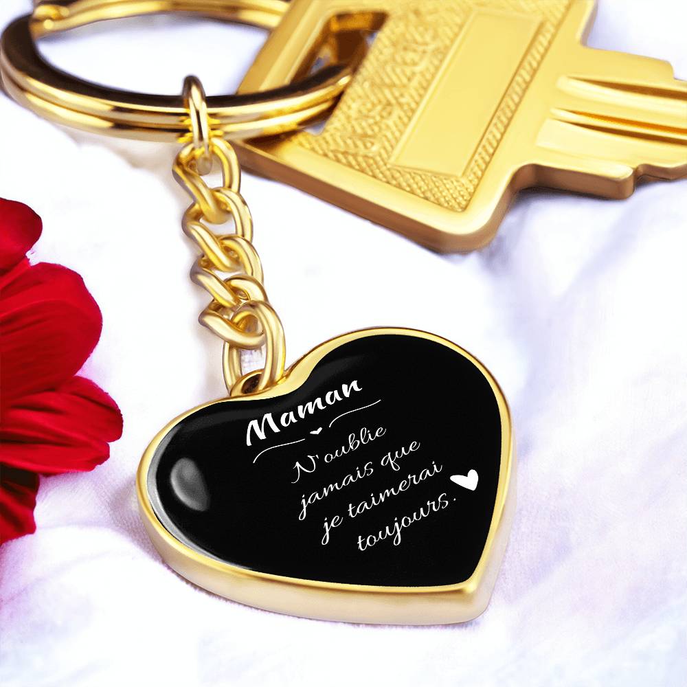 a heart shaped keychain with a poem written on it