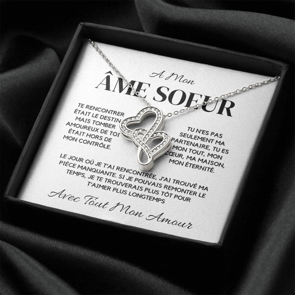 A Mon Âme Sœur – Collier Cœur à Cœur Pour Elle en Or Blanc 14K