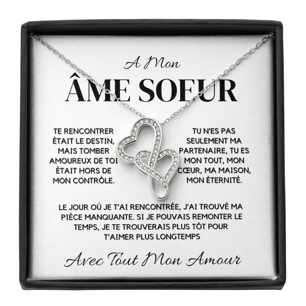 A Mon Âme Sœur – Collier Cœur à Cœur Pour Elle en Or Blanc 14K