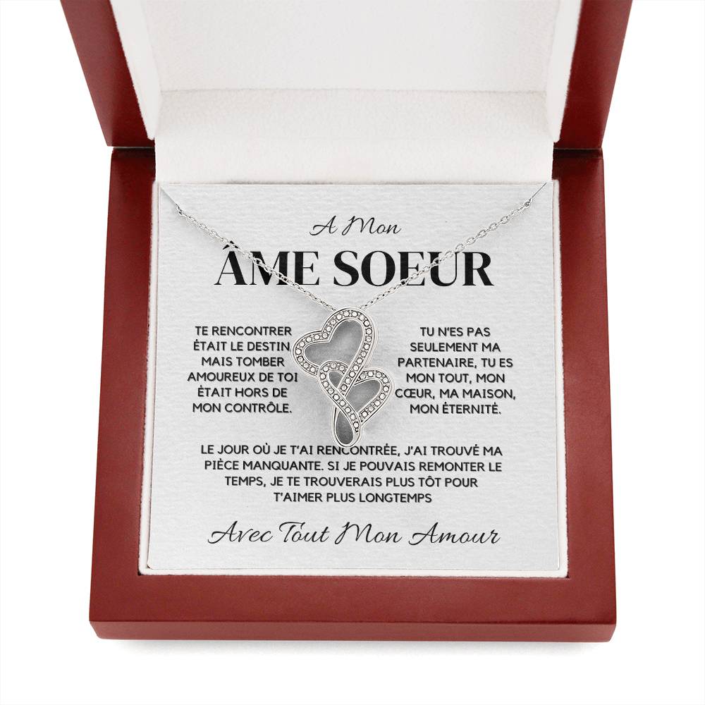 A Mon Âme Sœur – Collier Cœur à Cœur Pour Elle en Or Blanc 14K