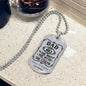 Personalized dog tag for dad, featuring the text "The Man with the Legend."