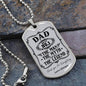 Personalized dog tag for dad, featuring the text "The Man with the Legend."