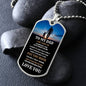 a dog tag with the words to my dad on it