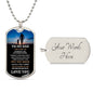 a dog tag with a picture of a man and a daughter on it