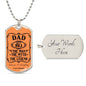 Personalized dog tag for dad, featuring the text "The Man with the Legend."