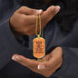 Personalized dog tag for dad, featuring the text "The Man with the Legend."
