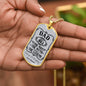 Personalized dog tag for dad, featuring the text "The Man with the Legend."