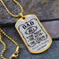 Personalized dog tag for dad, featuring the text "The Man with the Legend."
