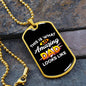how your appreciation to military dads with this dog tag necklace that says "Amazing Dad."
