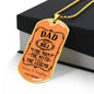Personalized dog tag for dad, featuring the text "The Man with the Legend."