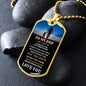 a dog tag with the words to my dad on it