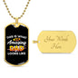 how your appreciation to military dads with this dog tag necklace that says "Amazing Dad."
