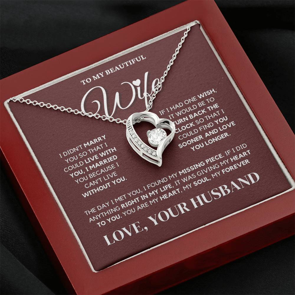 To My Beautiful Wife - Christmas Heart Necklace