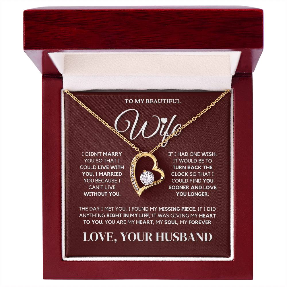To My Beautiful Wife - Christmas Heart Necklace