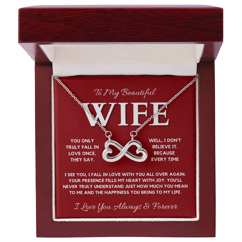 To My Wife - Endless Love Necklace | 14K Gold Infinity Heart Pendant Gift for Her