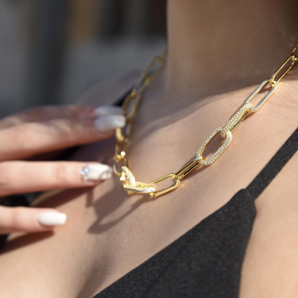 Pour Fille Chaîne A Trombone CZ - Cadeau Luxueux et Élégant
