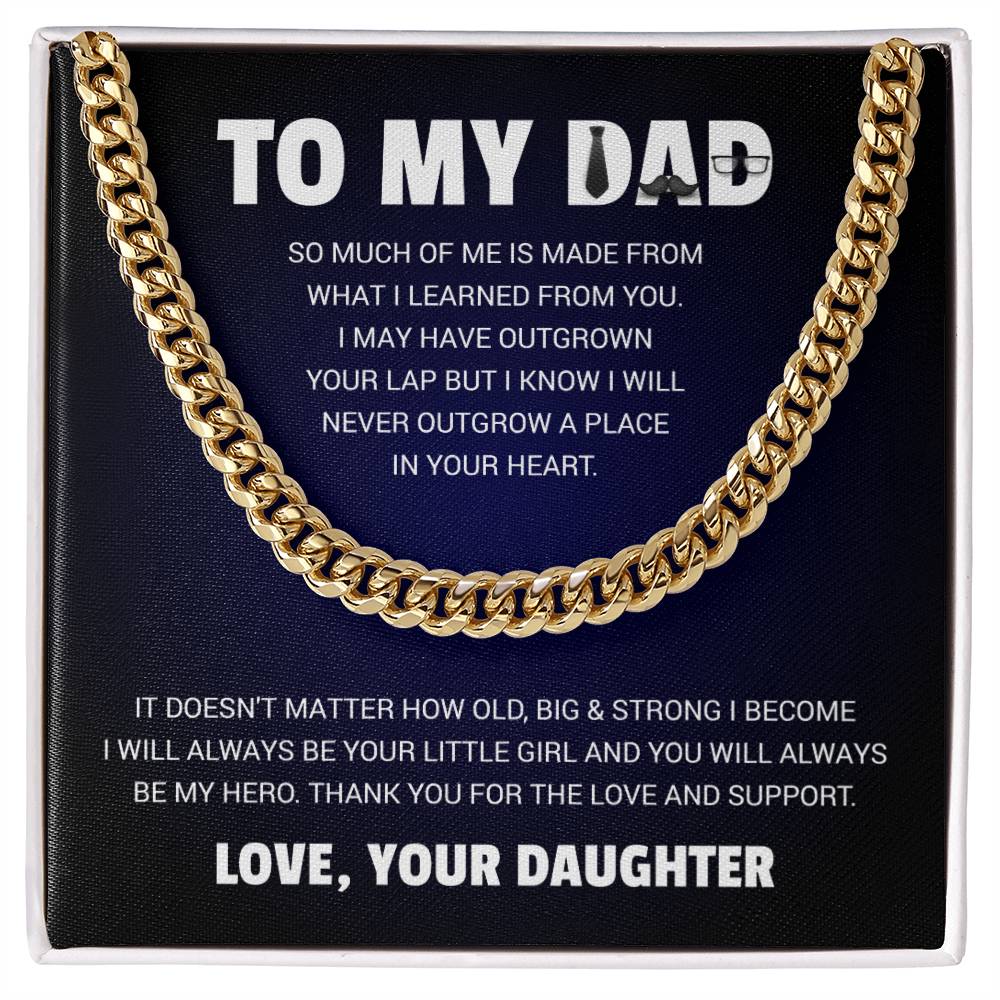 Necklace with pendant reading "to my dad" in elegant script, perfect gift for Father's Day or birthday.