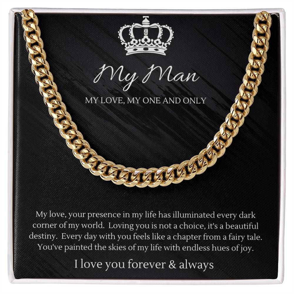 To My Man Necklace - Cuban Link Chain - Gifts For Husband Boyfriend