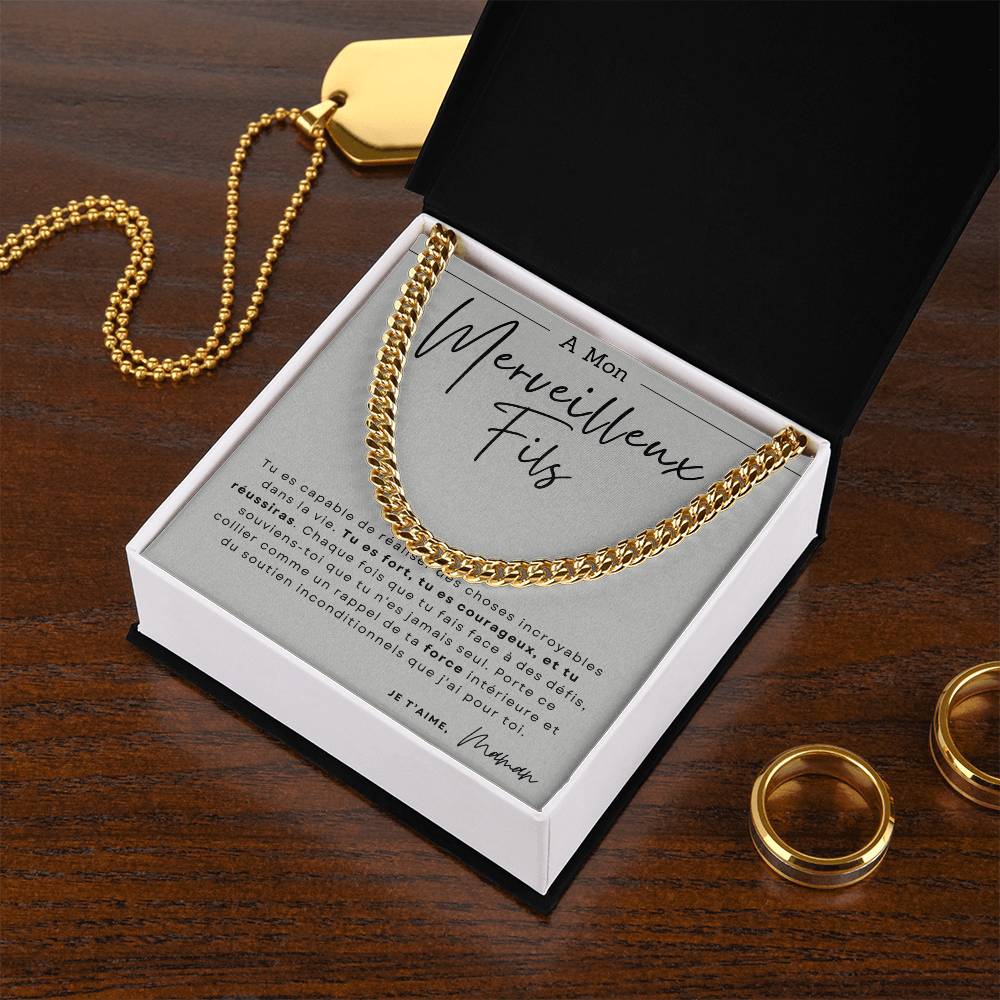Collier pour Fils en Acier Inoxydable ou Or Jaune 14 Carats - Cadeau De Maman