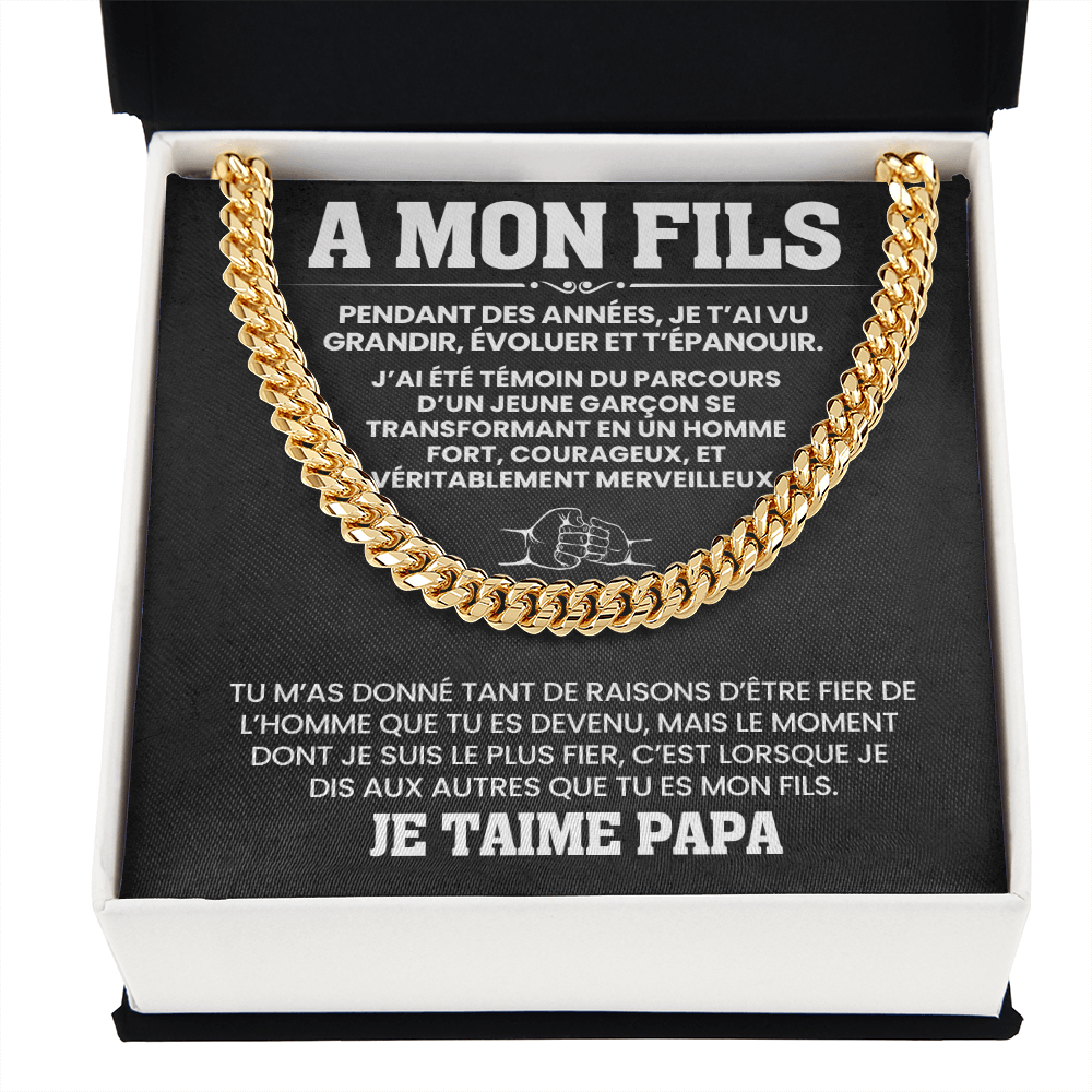 A Mon Fils - Un Héritage d’Amour et de Force - Chaîne à Maillons Cubaine
