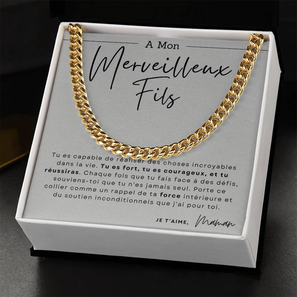 Collier pour Fils en Acier Inoxydable ou Or Jaune 14 Carats - Cadeau De Maman
