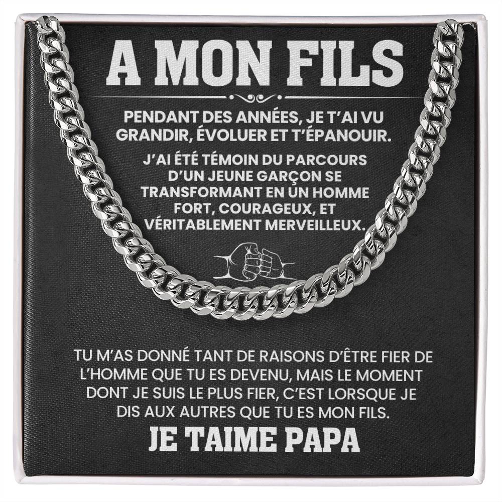 A Mon Fils - Un Héritage d’Amour et de Force - Chaîne à Maillons Cubaine