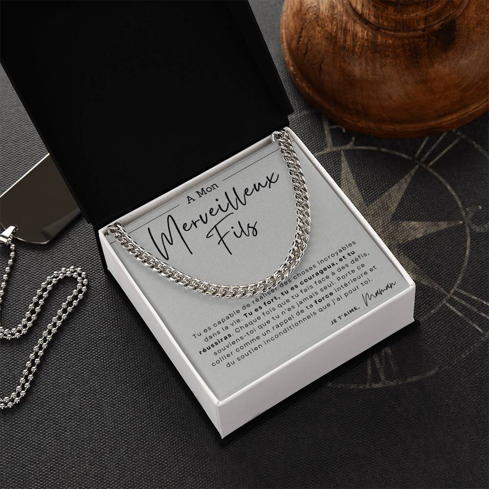 Collier pour Fils en Acier Inoxydable ou Or Jaune 14 Carats - Cadeau De Maman