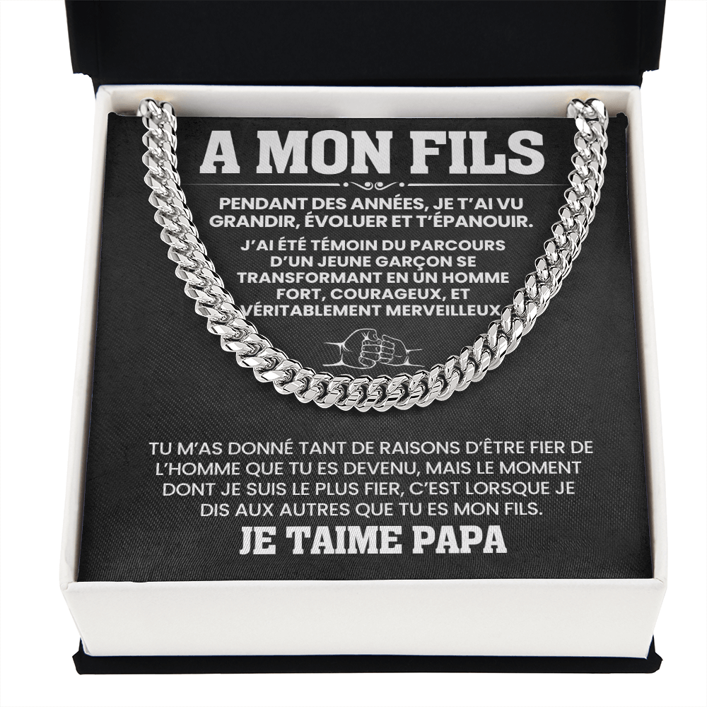 A Mon Fils - Un Héritage d’Amour et de Force - Chaîne à Maillons Cubaine