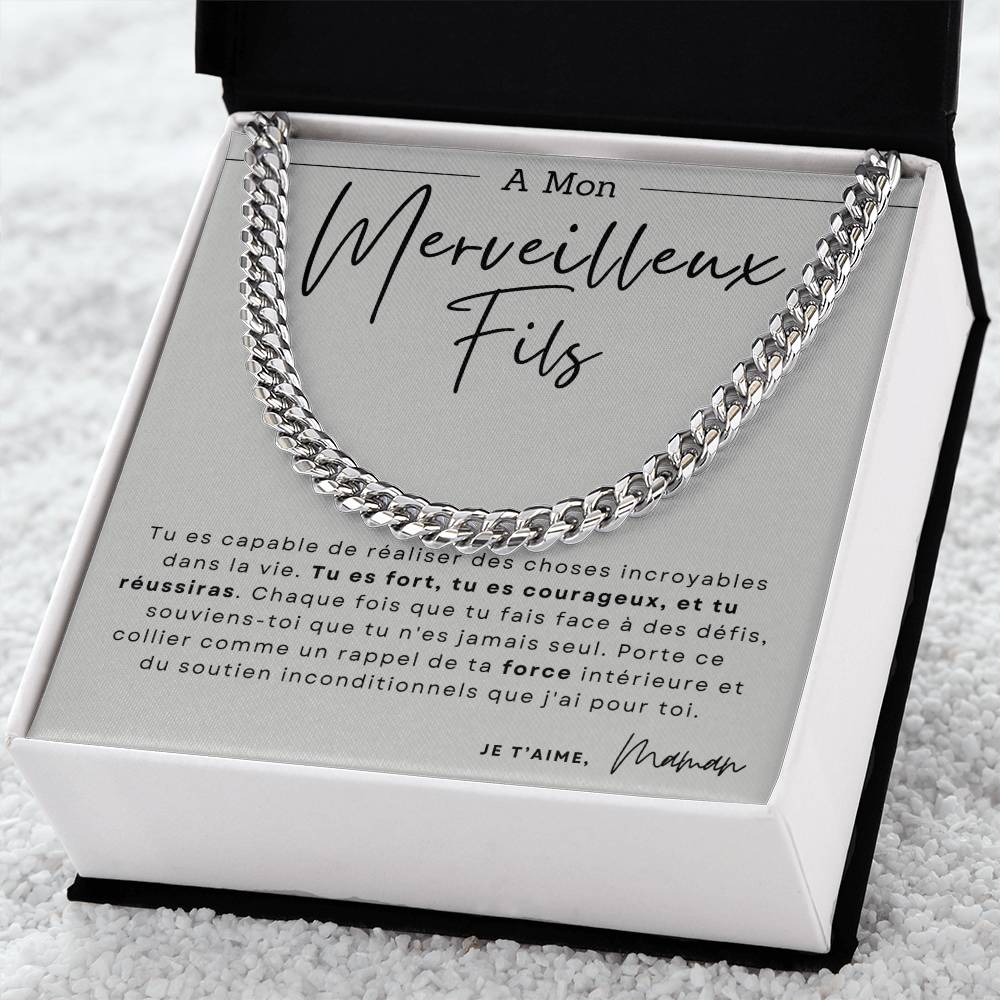 Collier pour Fils en Acier Inoxydable ou Or Jaune 14 Carats - Cadeau De Maman