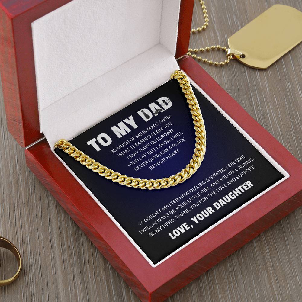 Necklace with pendant reading "to my dad" in elegant script, perfect gift for Father's Day or birthday.