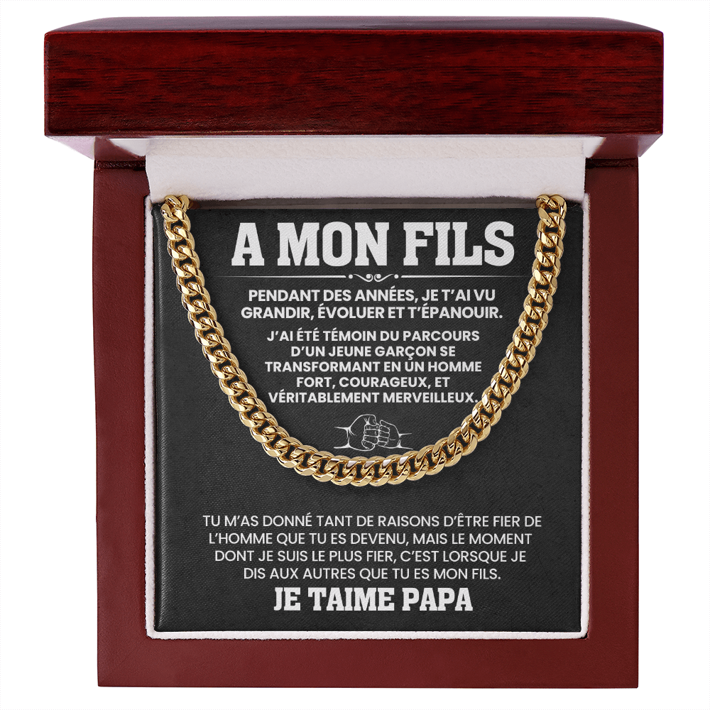 A Mon Fils - Un Héritage d’Amour et de Force - Chaîne à Maillons Cubaine