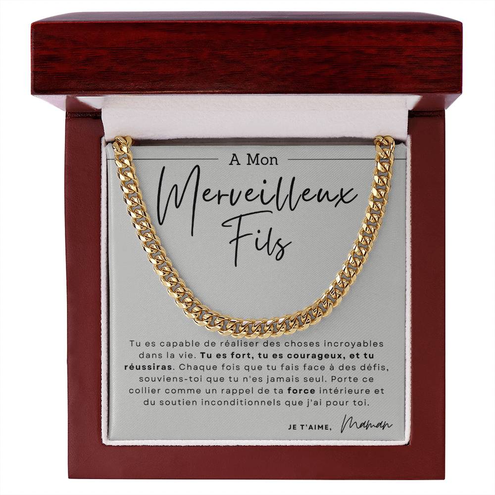 Collier pour Fils en Acier Inoxydable ou Or Jaune 14 Carats - Cadeau De Maman