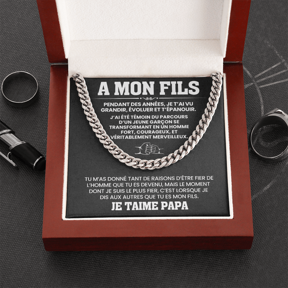 A Mon Fils - Un Héritage d’Amour et de Force - Chaîne à Maillons Cubaine