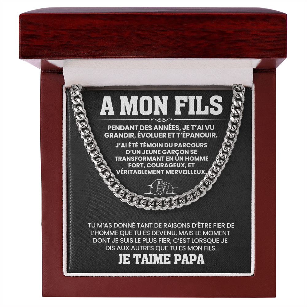 A Mon Fils - Un Héritage d’Amour et de Force - Chaîne à Maillons Cubaine