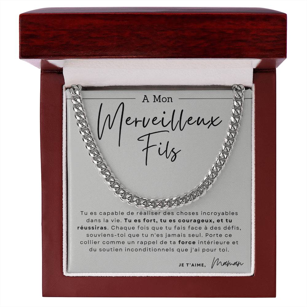 Collier pour Fils en Acier Inoxydable ou Or Jaune 14 Carats - Cadeau De Maman