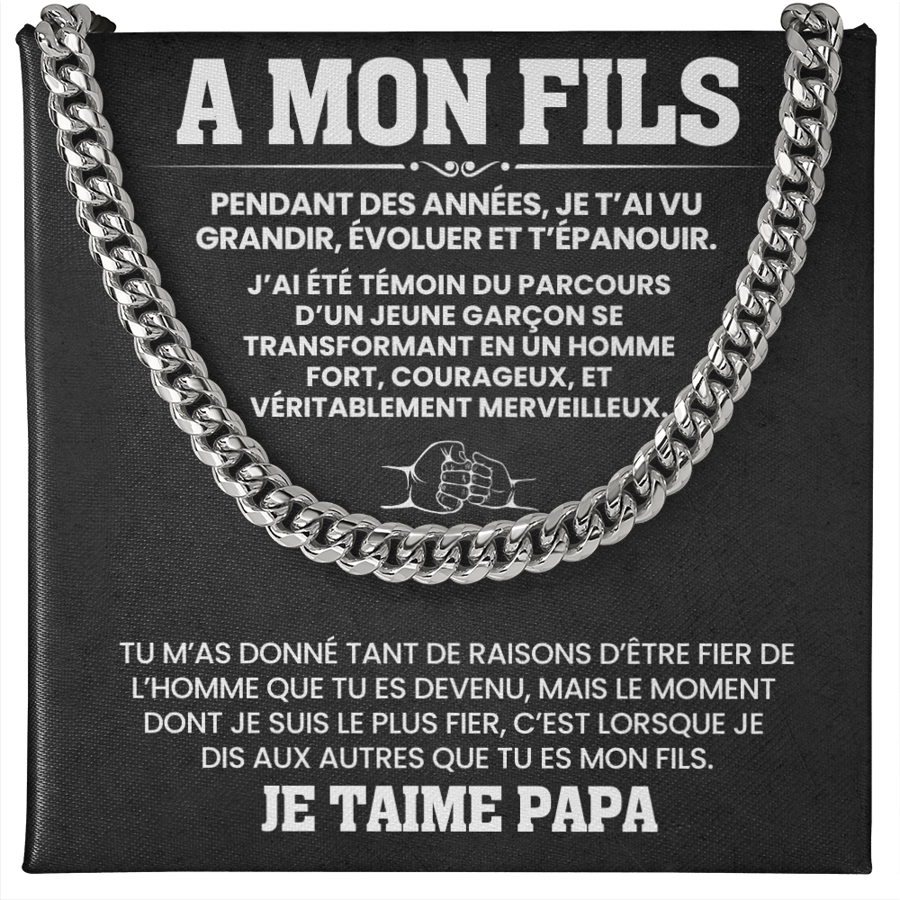 A Mon Fils - Un Héritage d’Amour et de Force - Chaîne à Maillons Cubaine